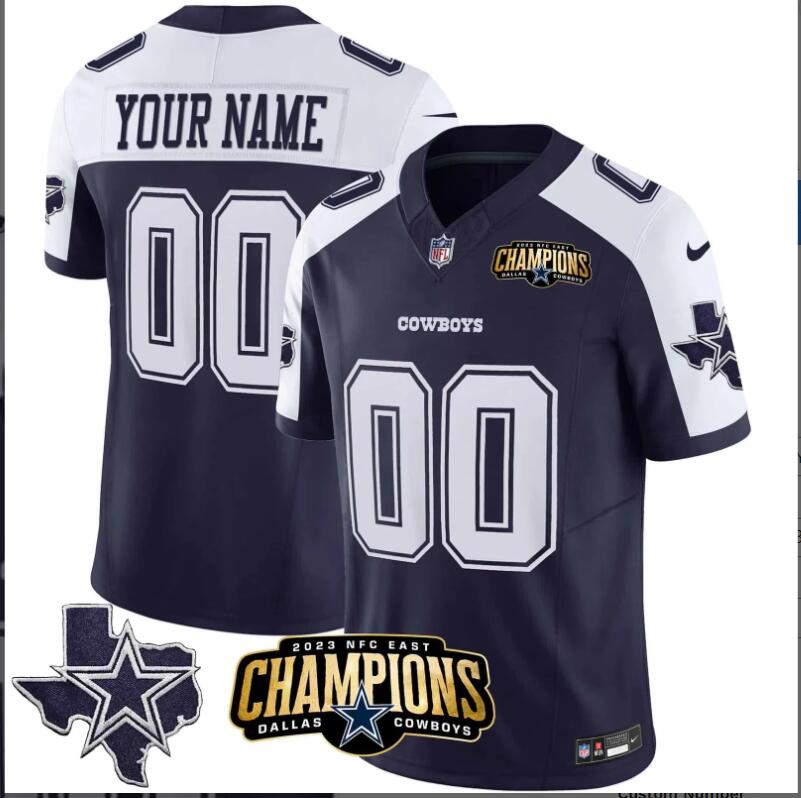 Men2024 Nike NFL  Dallas Cowboys  2023 NFC East Champions Patch Vapor Custom Jersey 